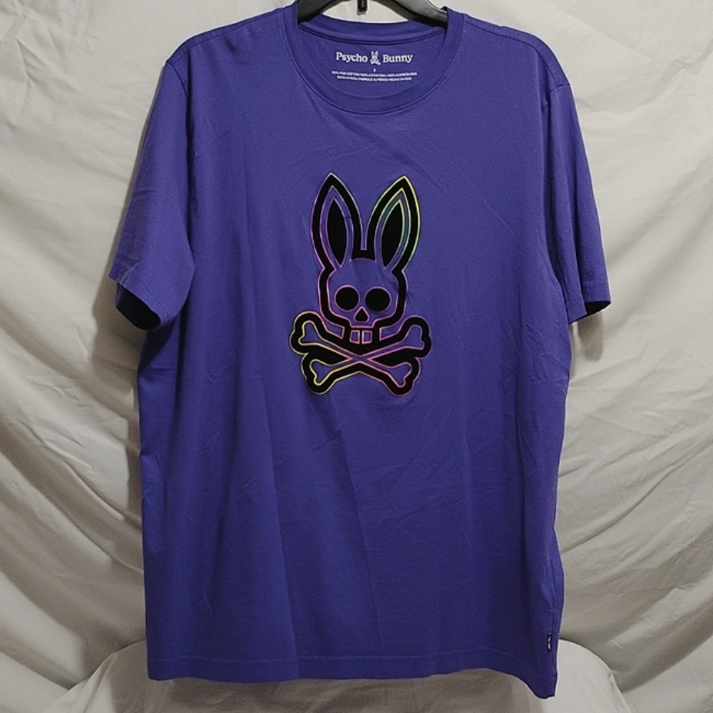 (D-18) NWOT Psycho Bunny Purple 💜 & Black Multicolor Bunny Sz.7
